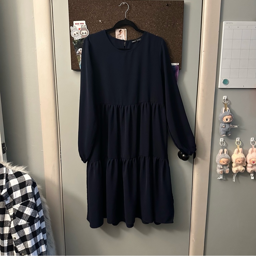 SHEIN Dark Blue Long Sleeve Dress